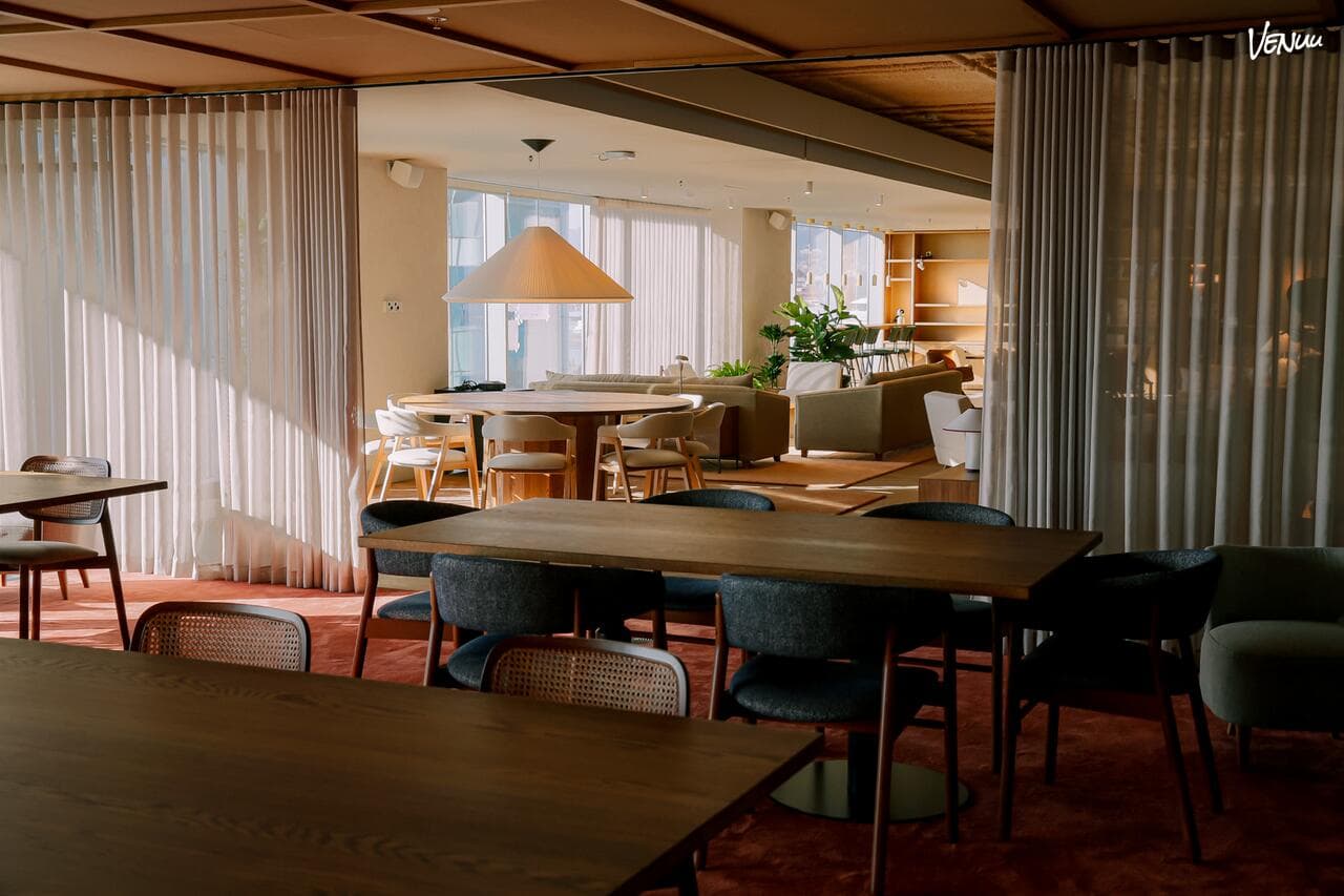 Workspace at the venue with sea-facing windows
